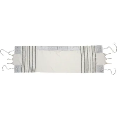 טלית קטן חלאקה אקרילן 105x30 ס"מ פסים כסף