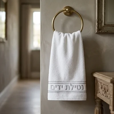 זוג מגבות "נטילת ידיים" עם רקמת כסף | 34x72 ס"מ