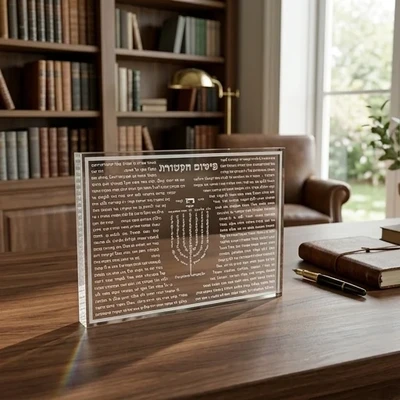 בלוק אקריליק "פיטום הקטורת" עם מסגרת כסף | פריט עומד