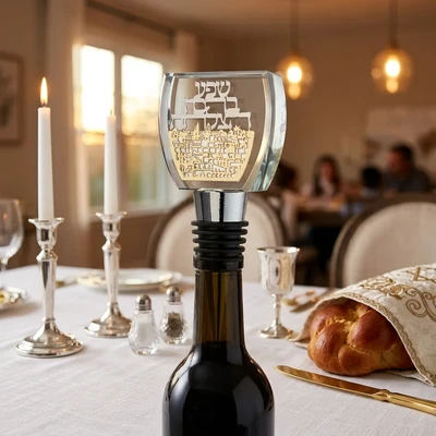 פקק ליין רב פעמי מקריסטל עם פלקטת "נוף ירושלים" | 9 ס"מ