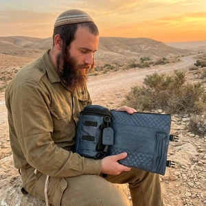 תיק תפילין טרמי דמוי עור בצבע כחול כהה | 22 ס״מ