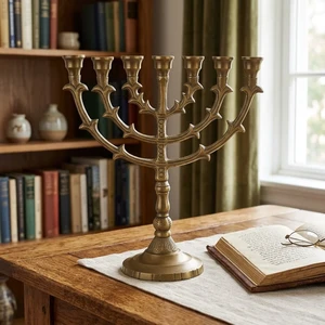 מנורת חנוכה מאלומיניום בגימור מוזהב | 25 ס״מ