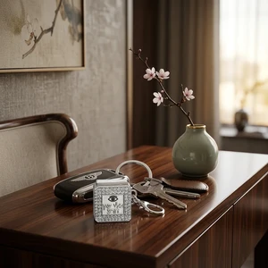 מחזיק מפתחות מתכת כסף עם תליון תהילים ובלי עין הרע | 3 ס״מ