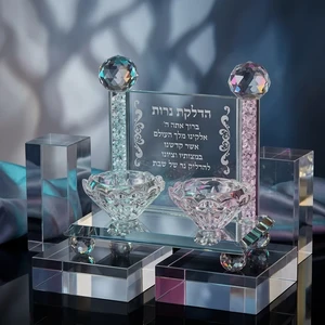 פמוטי קריסטל שקופים עם שקע לנר | 7 ס״מ