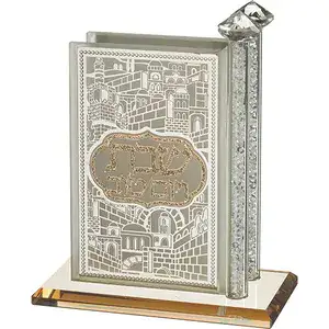 מעמד לגפרורים קריסטל עם פלקטות “ירושלים” 12*12 ס”מ